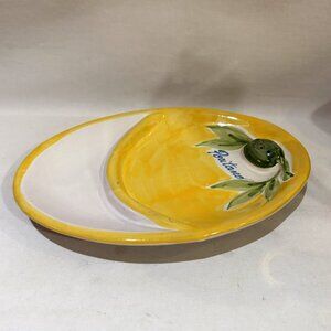 Italian Positano Pottery Hand Painted Oval Olive Dish